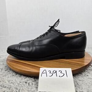 Allen Edmonds Mens 10.5D Nathan Black Cap Toe Brogue Office Oxford Dress Shoe